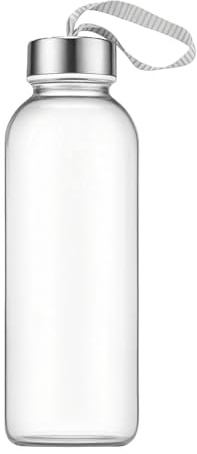 ericotry Bouteilles d'eau en verre transparent rechargeables avec bouchons en acier inoxydable et boucle de transport pour jus de fruits, boissons sportives