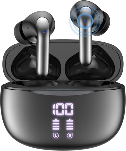 Auriculares Inalámbricos Bluetooth 5.3, Auriculares Deportivos Intrauditivos 2026 con LED, Graves Profundos de 50 Hz, Compatibles con Carga Inalámbrica y USB-C, Doble Micrófono y Cancelación de Ruido