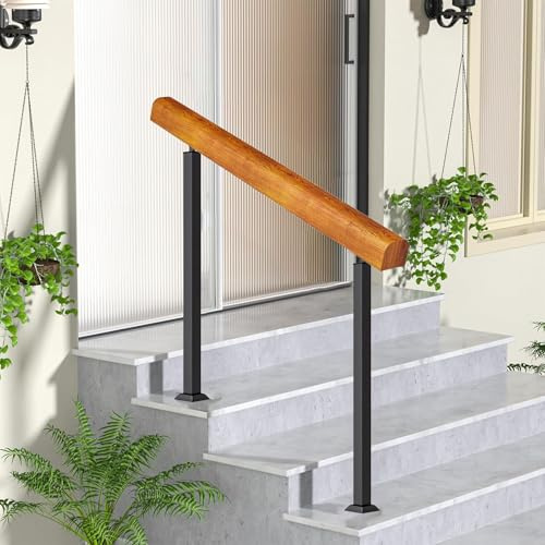 Corrimano in legno per scale con doppio montante per verande e scale Corrimano resistente (120cm/47.2in)