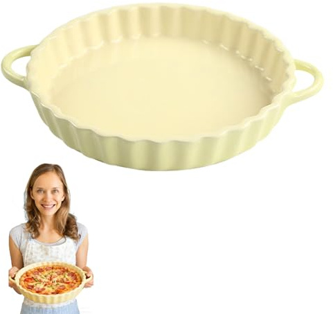 BOYIFEIJIE Tårtform med handtag, 800 ml keramisk kakform, lämplig för mikrovågsugn, diskmaskin och ugn – flera färger tillgängliga (beige)