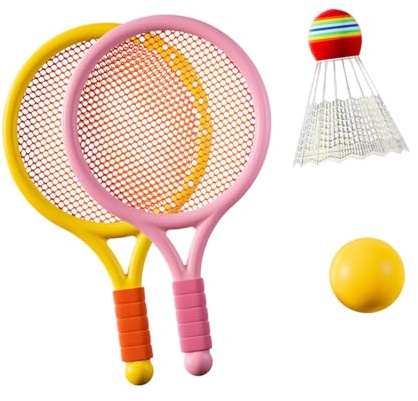 Oxtxuzdm Raquette de badminton pour enfants - Balle souple pour l'intérieur et l'extérieur - Balle de tennis ABS - Équipement de badminton pour enfants