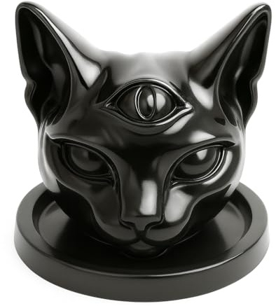 Genérico Figura Gato con Bandeja – Escultura Decorativa – Decoración hogar – Creart NiMo (Negro)