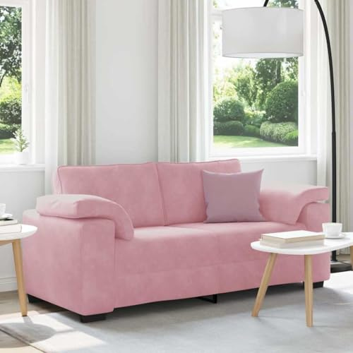 Hoopleep Zweisitzer-Sofa Rosa 140 cm Samt, Modernes Wohnzimmer Couch, Bequemes Polstersofa mit Holzrahmen, Gemütlicher Sessel für kleine Räume