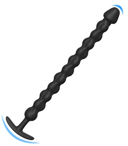 Qcpuuu Plug anale con perline anali, Plug anale nero, Catena anale con perline anali, Giocattoli anali per massaggio prostatico e punto G, per stimolazione sessuale graduale, per uomini e donne (L)