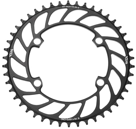 QUARKZMAN 46T 110BCD Kettenblatt 9/10/11 Gang Rundes Aluminium Schwarz | 192mm Durchmesser, Schmal Breit Zahn, Für MTB Rennrad, Kettenblatt