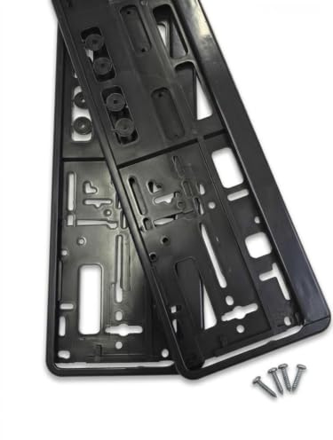 2 x Plain Number Plate Holders & Surround Frames Black – Front & Rear