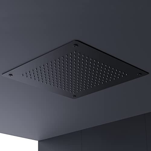 BERNSTEIN® Einbauduschkopf Schwarz Wassersparend Regenbrause Quadratisch 50x50cm Brausekopf aus Edelstahl Deckenbrause mit Anti-Kalk Düsen Duschkopf für Deckenmontage Regendusche DPG5005