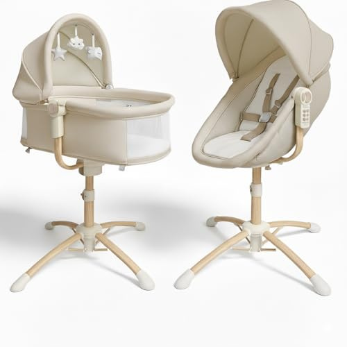 BEBE2LUXE Louna : Culla neonato multifunzionale 4 in 1 (DONDOLO ELETTRICO, SEGGIOLONE, SDRAIO)