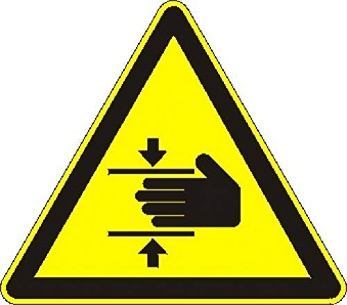 Schrall Aufkleber: Quetschgefahr - 100 mm, Gelb, Polyvinylchlorid, Sicherheitsaufkleber