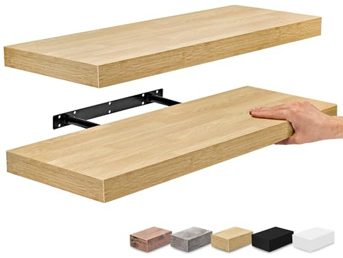 Sorbus Floating Shelves for Wall - 24 Bathroom Shelves, Wall Decor for Bedroom, Kitchen, Living Room, Home Decor & Book Storage - Mounted Floating Shelf with Invisible Brackets (Maple Wood, 2 Pack)