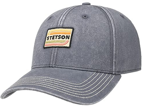 Stetson Lenloy Cotton Strapback Cap Verstellbare Baseballcap Herren UV-Schutz 40+ Sommer Winter grau One Size