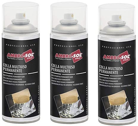 3 bombolette di Colla Multiuso Permanente da 400ml, colla spray resistente, asciugatura rapida, fissaggio permanente su diverse superfici