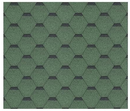 Lot de bardeaux bitumineux Hexagonal Rock H505GREEN, Couleur Vert - Bitume toiture Timbela M505 pour Chalet de Jardin