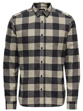 ONLY & SONS Herren Freizeithemd ONSGUDMUND Checked Shirt Grösse XS S M L XL XXL, Größe:XL, Farbe:Dark Navy 22007112
