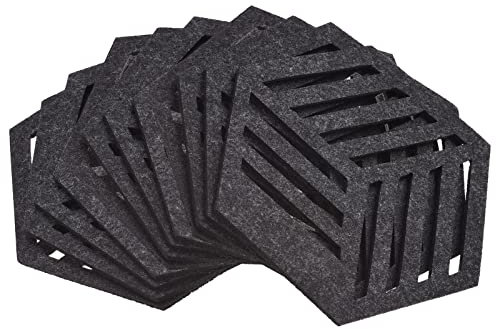 sourcing map Sottobicchieri in feltro, 12 pezzi, esagonale, tappetino per sottobicchiere, per bevande, ciotola, vaso, grigio scuro