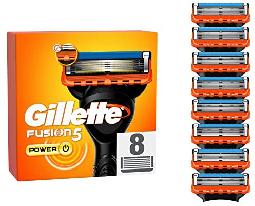 Gillette Fusion 5 Power Razor Blades, 8 Replacement Blades for Men's Wet Razors with 5 Blades