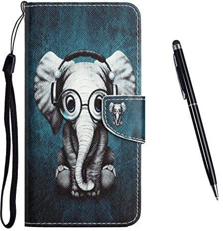 TOUCASA Kompatibel mit Xiaomi Redmi Note 8 Hülle, Xiaomi Redmi Note 8 PU Leder Wallet Ständer Case, mit Muster Motiv Stoßfest Cover Klappbar Flip Klapphülle mit Kartenfächern (Elefant 1)
