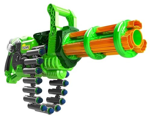Dart Zone Super Commando Gatling Blaster - Vollautomatischer Blaster mit Kettenmagazin, 36 Darts & 3 Zielen