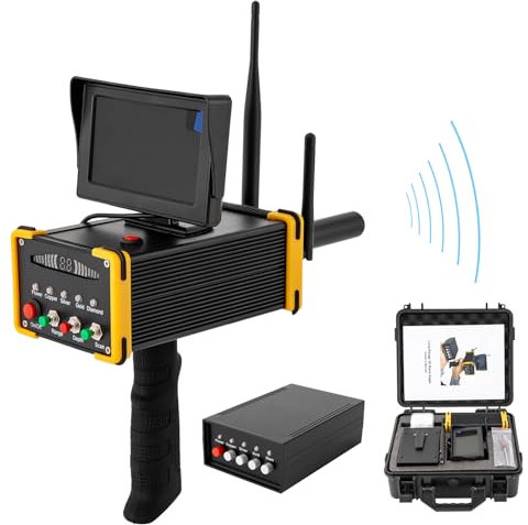 JINPRDAMZ Metalldetektor Profi, Handheld Metalldetektor Set mit LED Anzeige, Metallsuchgerät Detektor für Gold Silber Kupfer Edelsteine Diamond, Golddetektor, Detektionstiefe 16M, Suchbereich 99M