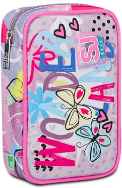 SJ Gang Astuccio Scuola Speed Case, Rosa, Portapenne Mono Scomparto Con Plance Amovibili e Penne, Matite, Colori, Accessori Zaino, Elementari, Medie, Bambina