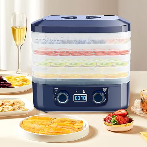 DeeprBling Deshidratador de Alimentos con 5 Bandejas Desmontables, Control de Temperatura 35-70°C y Temporizador a 48 Horas, Deshidratador de Frutas y Verduras con Pantalla Digital, Sin BPA