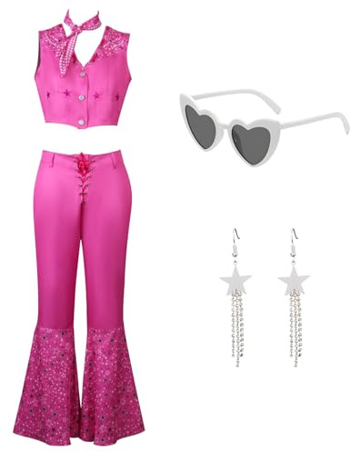Suffolly 90s Fancy Dress Costumes 80s Workout Costume 80s Disco Outfit Fancy Dress Women 80s Party Outfit For Halloween Cosplay Couples Outfits Swimwear Suit (Set C, 120)