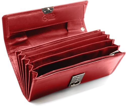 FLEXIBILITE Profi Kellner Geldbörse Profi 100% Wasser Büffel [2026] Echt Leder RFID (18,5 x 9,5 x 4,5cm BxHxT) Geldbeutel Bedienungsgeldbeutel Taxi Portemonnaie Kellnerportemonnaie Rot