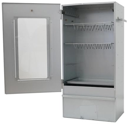 Eurocatch Räucherofen mit Scheibe - Höhe 80,5cm - Fisch und Fleisch - Holz/Gas/Elektro - Langlebig - Mit Sichtfenster - Inkl. Thermometer, Rauchhaken Fischgitter