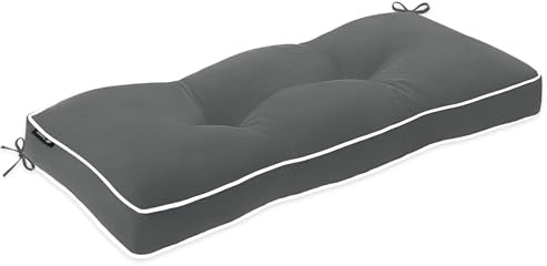 Favoyard Indoor/Outdoor Bench Cushion 36 x 14 Inch Waterproof & 3-Year Fade-Resistant Patio Furniture Cushions for Garden Porch Swing Chair Tufted Pad for Sofa Couch Seat with Ties, Dark Grey
