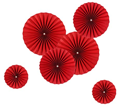 PRETYZOOM Ventagli di Carta Decorativi Set 6 Pezzi Decorazione Rossa per Natale E Matrimonio