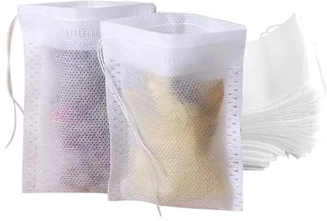 Tea Filter Bags, 300PCS Disposable Empty Tea Bags, 8 * 10cm Muslin Bag, Empty Unbleached Paper Drawstring Tea Bags for Loose Tea Scented Tea Spice Coffee Herbal(White)