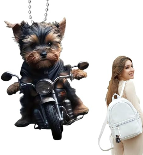 Auto Spiegel Ornament Hund, Hundauto Anhänger | Dekorative Autozubehör | Cartoon Rucksack Charme, 2D -Acryl -LKW -Innenausstattung für Bag Decoration