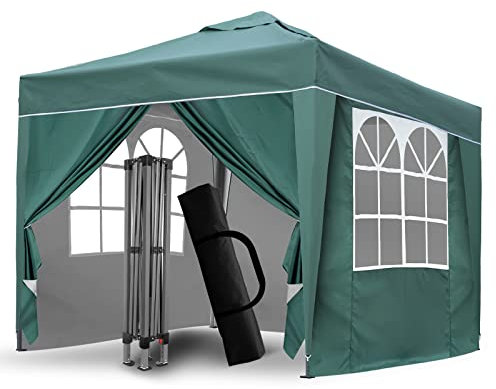SANHENG Faltzelt Pop-Up-Pavillon, Pop-Up-Zelt mit Gewichten, vollständig wasserdicht, Allwetter-Pavillon, ideal für Outdoor-Partys, Camping (3 x 3 m, Grün)