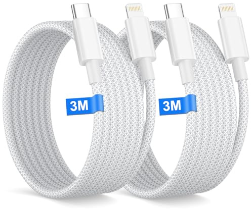 Cable USB C a Lightning 3M 2Pack[Certificado MFi], Cable iPhone Carga Rapida para iPhone 14 13 12 11 Pro Max/XS/XR/8/SE/iPad, Nylon Cable USB C a Lightning Cable Carga Rapida Cable iPhone Tipo C