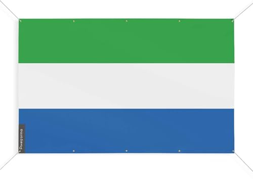 Bandera de Sierra Leona con 10 ojales en varios tamaños (S) 90 x 135 cm
