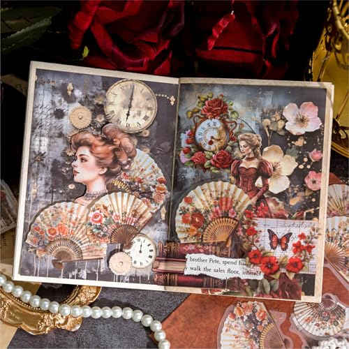 Altaroo 150 Blätter Scrapbook Stickers, Scrapbook Papier Vintage Flowers, Scrapbook Zubehör, Flower Aufkleber Blumen Sticker Aesthetic Bastelpapier für Scrapbooking, Fotoalbum,Journal