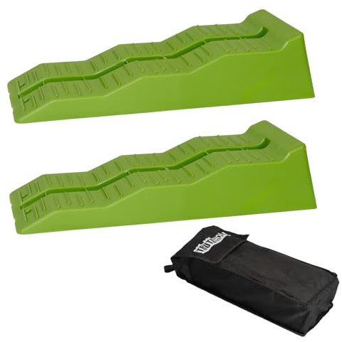 TRUTZHOLM 2x Stufenkeil Auffahrkeil Ausgleichskeil mit Überfahrstopper 60 x 20 x 12 cm Kunststoff hochbelastbar 5 t Tragkraft für Wohnmobil Camper PKW SUV rutschfester Keil