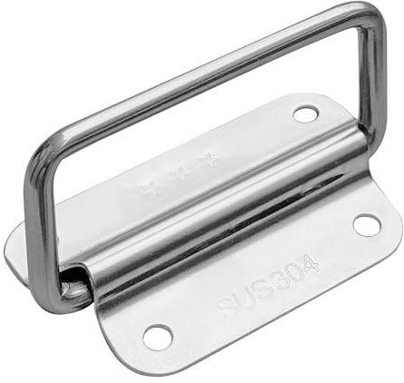 LHUIDDH 4 PCS Folding Metal Handles – 304 Stainless Steel Pull Handles for Toolboxes, Equipment Cases & Hardware Boxes (100 × 55mm)