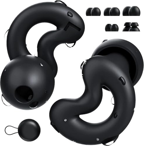 RelaxCharm Pro Ear Plugs for Sleep,Noise Reduction Up to NRR40dB - Soft, Reusable EarPlugs for Sleeping,Snoring, Side Sleepers - 10 Ear Tips(XS/S/M/L/Double Layer) - Black