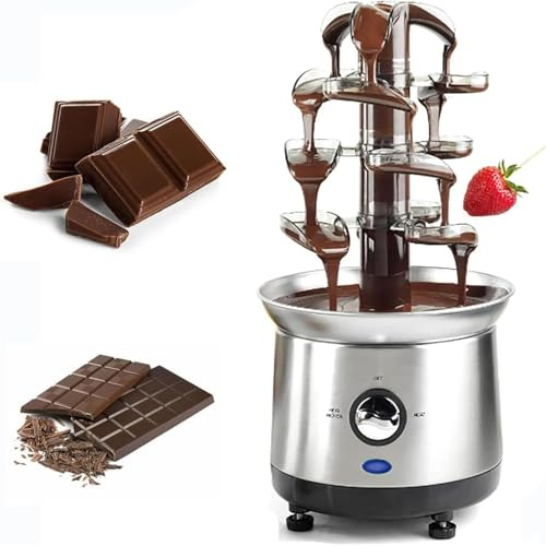 oiakus Fuente De Chocolate Eléctrica, Batidora De Chocolate De Acero Inoxidable De 4 Capas, con Pies Antideslizantes, Velocidad Ajustable, Calentamiento Rápido, Fiestas Y Banquetes