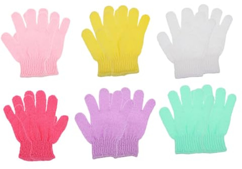 ABOOFAN 10pcs Lightweight Nylon Shower Gloves for Bathing and Body Cleaning, Dual-sided Exfoliating Finger Mitts with Massage Function for Chest and Arms, for Home Use Random Color