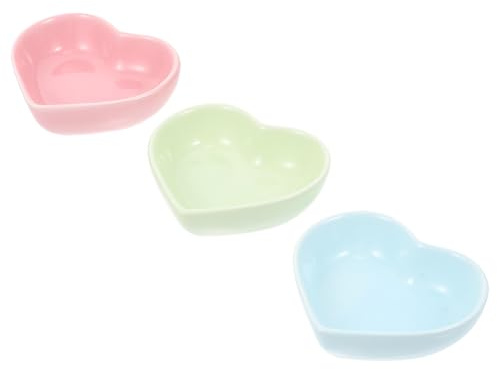 TOYANDONA 3pcs Heart-Shaped Ceramic Pet Feeder Bowls Washable Hamster Food Containers Small Animal Feeding Supplies for Hamsters and Rodents