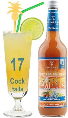 Flying Bird Zombie für 17 Cocktails fertig gemixt | 0,7l Flasche mit allen Zutaten | Mit Ananassaft mixen
