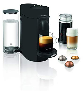 Nespresso Vertuo Plus Deluxe Coffee and Espresso Maker by De'Longhi, Matte Black with Aeroccino Milk Frother