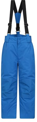 Mountain Warehouse Pantalon de Ski Raptor Enfants -Deux Poches, Résistant à la Neige, Bretelles Amovibles, Ouverture Cheville, Genoux renforcés -Garçons et Filles, Hiver Bleu Cobalt 9-10 Ans
