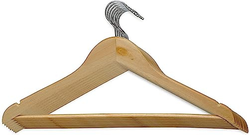 MAUL Kleiderbügel Holz braun MAULmira 8er Set Hosensteg Rockeinschnitt | warmer Naturton für ordentliche Garderobe, schlanke Form spart Platz, Hosensteg gegen Falten, Kerben für Röcke
