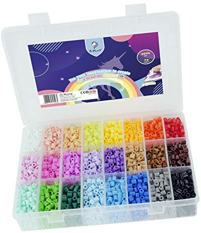 La Manuli Perles à Repasser 4500 Pièces 24 Mix Couleurs, Taille Midi 5mm, Accessoires pour la Fabrication de Bijoux DIY