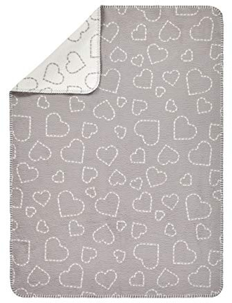 Alvi GOTS Baumwolldecke Babydecke Kuscheldecke Hearts grey 75x100 cm | 931750297