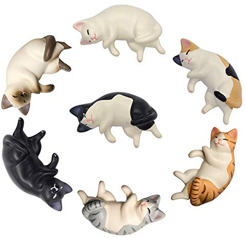 Katze 3D Katzenkühlschrankmagnet, Eine Faul Schlafende Katze am Nachmittag, Geeignet für Whiteboards, Anschlagtafeln, Karten, Kalender, Büros, Heimdekorations-Kühlschrankmagnete, 7Kätzchen