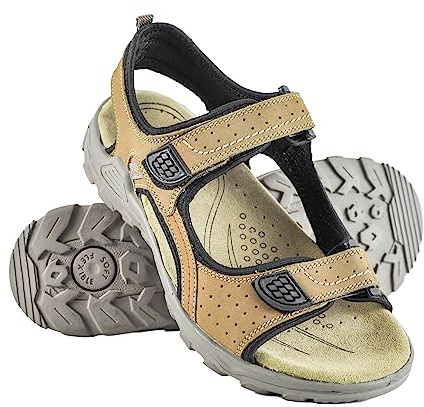Zerimar sommarvandringsandaler Herr | Sandaler Vandring | Lädersandaler | Sandaler sommar män | Sandaler Sommar | Färg: Olivstorlek 46
